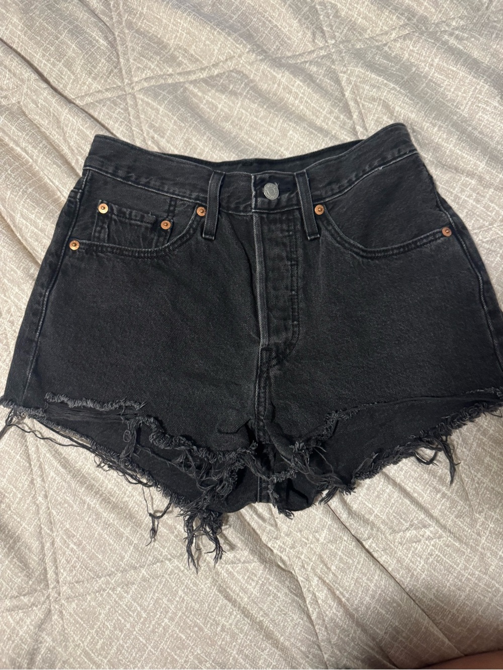 Levi's 501 Original Jean Shorts Black W26 High Rise